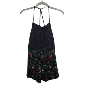 Full Tilt Tilly's Black Floral Strap Tank Size Medium